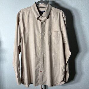 Cremieux 100% Cotton Taupe Long-Sleeve Button-Up SZ Lrg